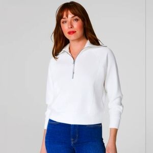 SPANX White Half-Zip Sweatshirt